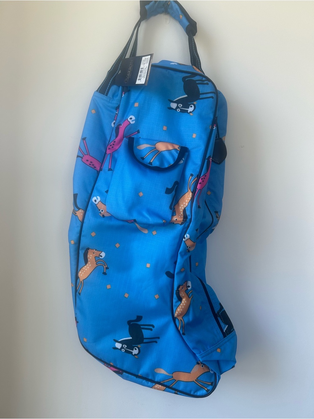 Ovation Kids Padded Tall Boot Bag in Bright Blue with Pony Print